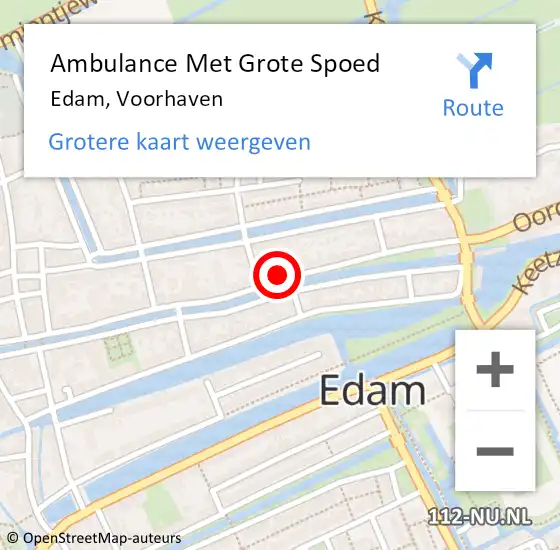 Locatie op kaart van de 112 melding: Ambulance Met Grote Spoed Naar Edam, Voorhaven op 18 april 2024 10:40