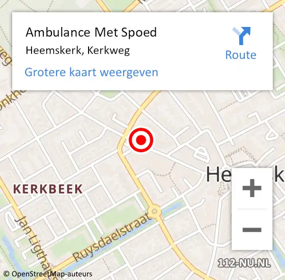 Locatie op kaart van de 112 melding: Ambulance Met Spoed Naar Heemskerk, Kerkweg op 18 april 2024 10:45