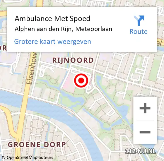 Locatie op kaart van de 112 melding: Ambulance Met Spoed Naar Alphen aan den Rijn, Meteoorlaan op 18 april 2024 10:48
