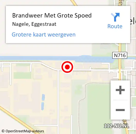 Locatie op kaart van de 112 melding: Brandweer Met Grote Spoed Naar Nagele, Eggestraat op 18 april 2024 10:50