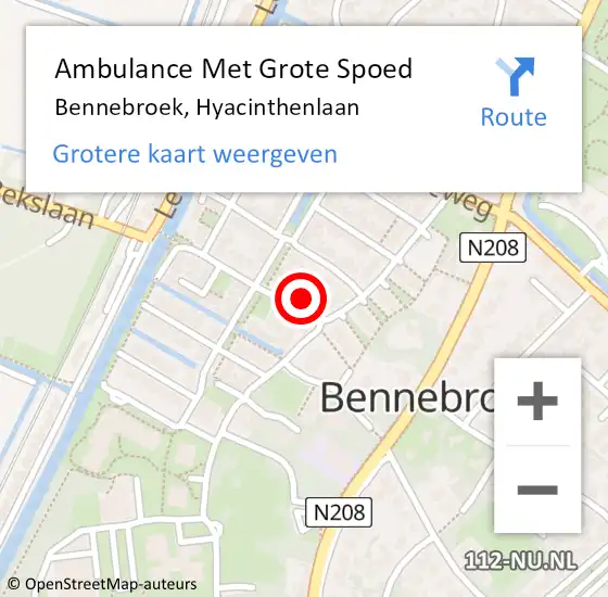 Locatie op kaart van de 112 melding: Ambulance Met Grote Spoed Naar Bennebroek, Hyacinthenlaan op 18 april 2024 11:09