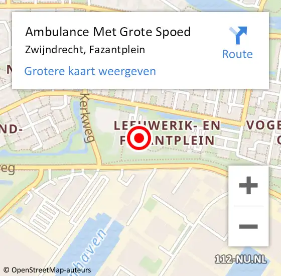 Locatie op kaart van de 112 melding: Ambulance Met Grote Spoed Naar Zwijndrecht, Fazantplein op 18 april 2024 11:13