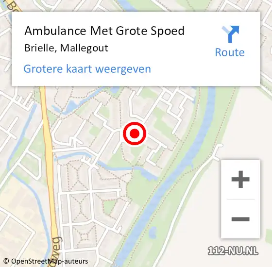 Locatie op kaart van de 112 melding: Ambulance Met Grote Spoed Naar Brielle, Mallegout op 18 april 2024 11:33
