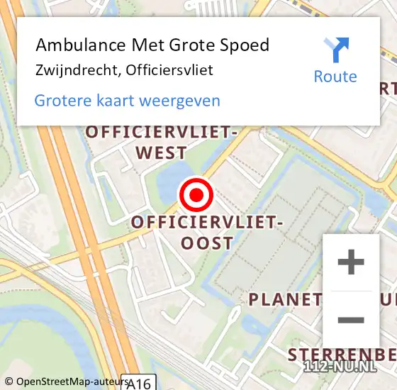 Locatie op kaart van de 112 melding: Ambulance Met Grote Spoed Naar Zwijndrecht, Officiersvliet op 18 april 2024 11:44