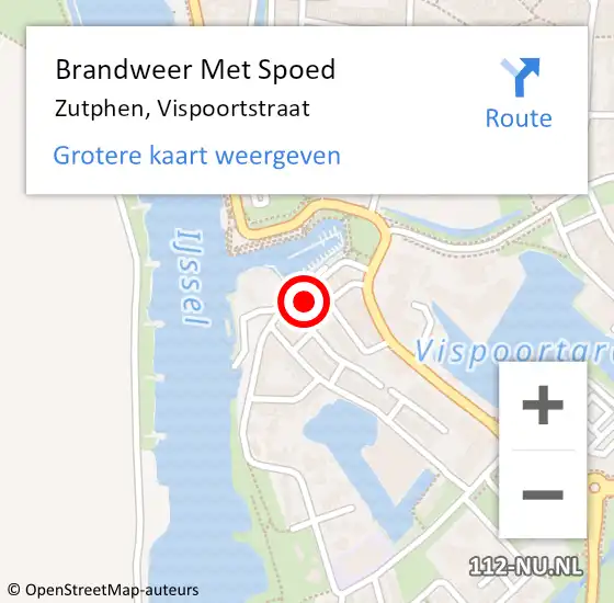 Locatie op kaart van de 112 melding: Brandweer Met Spoed Naar Zutphen, Vispoortstraat op 18 april 2024 11:48