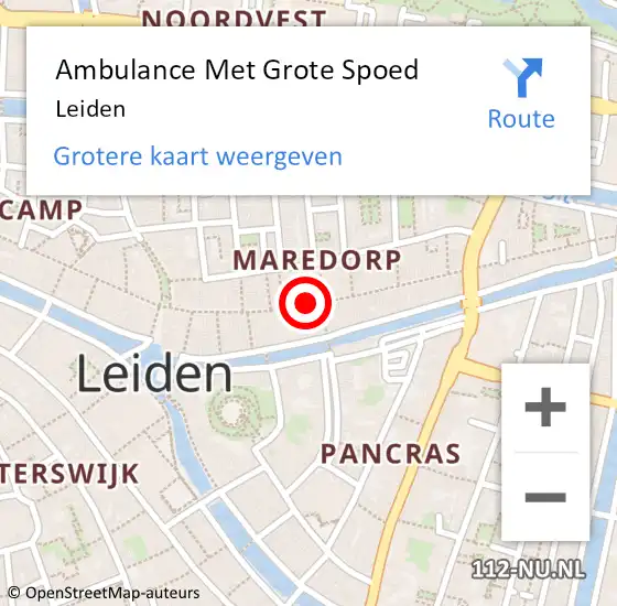 Locatie op kaart van de 112 melding: Ambulance Met Grote Spoed Naar Leiden op 18 april 2024 11:54