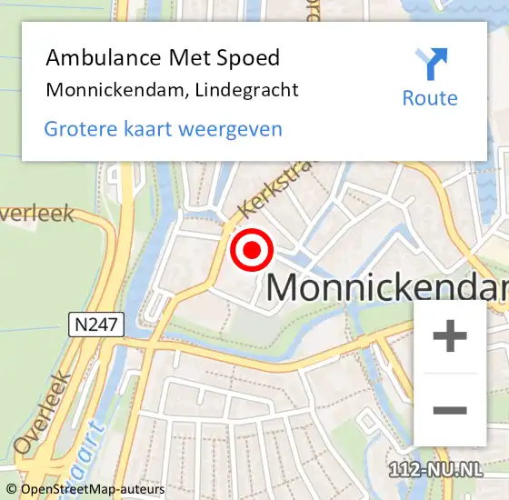 Locatie op kaart van de 112 melding: Ambulance Met Spoed Naar Monnickendam, Lindegracht op 18 april 2024 11:55