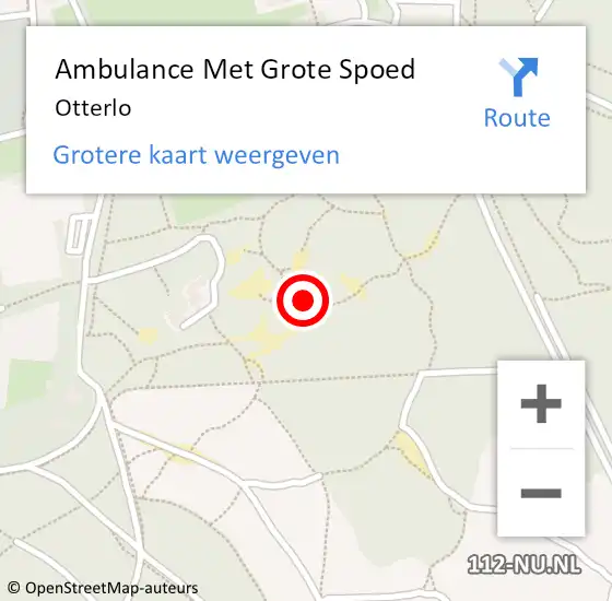 Locatie op kaart van de 112 melding: Ambulance Met Grote Spoed Naar Otterlo op 18 april 2024 12:00