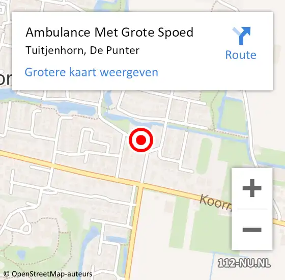 Locatie op kaart van de 112 melding: Ambulance Met Grote Spoed Naar Tuitjenhorn, De Punter op 18 april 2024 12:00