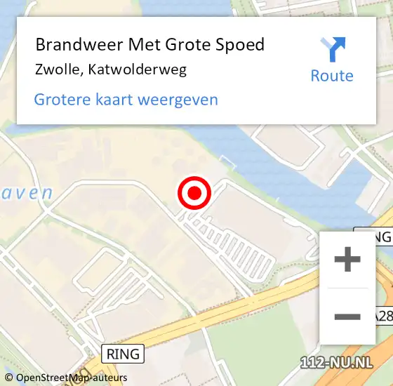 Locatie op kaart van de 112 melding: Brandweer Met Grote Spoed Naar Zwolle, Katwolderweg op 18 april 2024 12:01