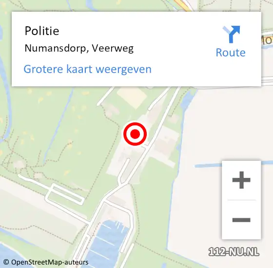 Locatie op kaart van de 112 melding: Politie Numansdorp, Veerweg op 18 april 2024 12:04