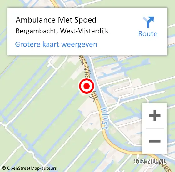 Locatie op kaart van de 112 melding: Ambulance Met Spoed Naar Bergambacht, West-Vlisterdijk op 18 april 2024 12:19