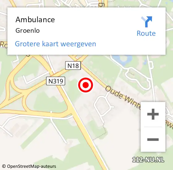 Locatie op kaart van de 112 melding: Ambulance Groenlo op 18 april 2024 12:32