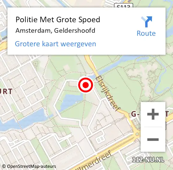 Locatie op kaart van de 112 melding: Politie Met Grote Spoed Naar Amsterdam, Geldershoofd op 18 april 2024 12:45
