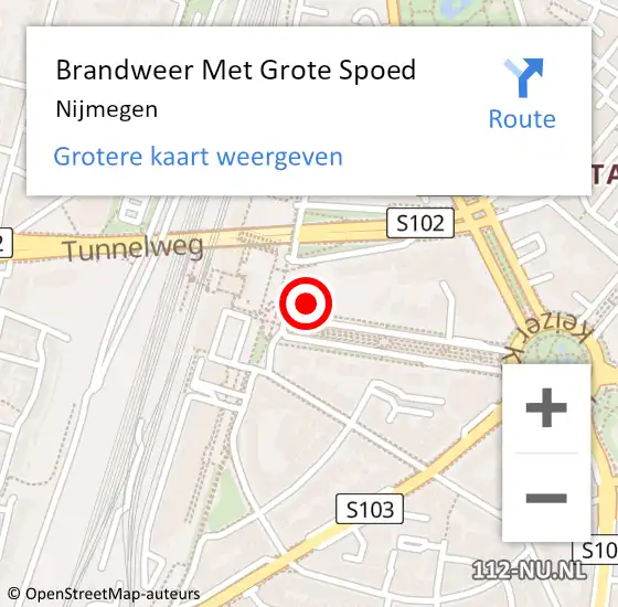 Locatie op kaart van de 112 melding: Brandweer Met Grote Spoed Naar Nijmegen op 18 april 2024 12:50