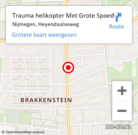 Locatie op kaart van de 112 melding: Trauma helikopter Met Grote Spoed Naar Nijmegen, Heyendaalseweg op 18 april 2024 12:52