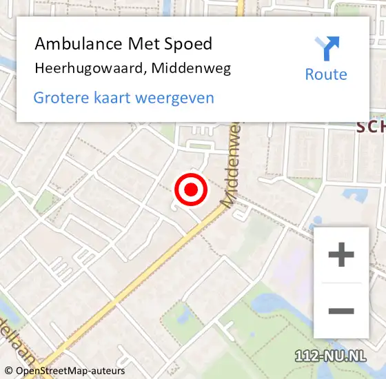 Locatie op kaart van de 112 melding: Ambulance Met Spoed Naar Heerhugowaard, Middenweg op 18 april 2024 12:57