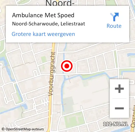 Locatie op kaart van de 112 melding: Ambulance Met Spoed Naar Noord-Scharwoude, Leliestraat op 18 april 2024 13:11