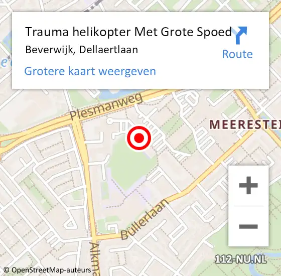 Locatie op kaart van de 112 melding: Trauma helikopter Met Grote Spoed Naar Beverwijk, Dellaertlaan op 18 april 2024 13:20