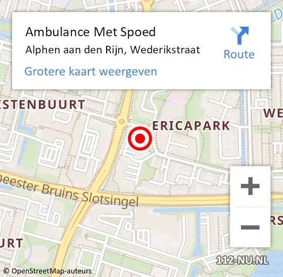 Locatie op kaart van de 112 melding: Ambulance Met Spoed Naar Alphen aan den Rijn, Wederikstraat op 18 april 2024 13:28