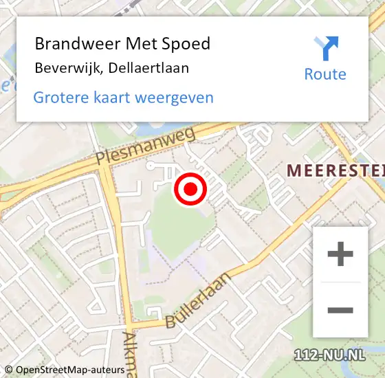 Locatie op kaart van de 112 melding: Brandweer Met Spoed Naar Beverwijk, Dellaertlaan op 18 april 2024 13:39