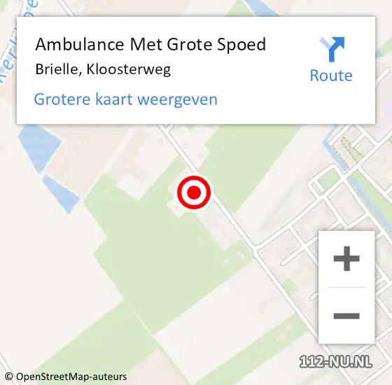 Locatie op kaart van de 112 melding: Ambulance Met Grote Spoed Naar Brielle, Kloosterweg op 18 april 2024 13:41