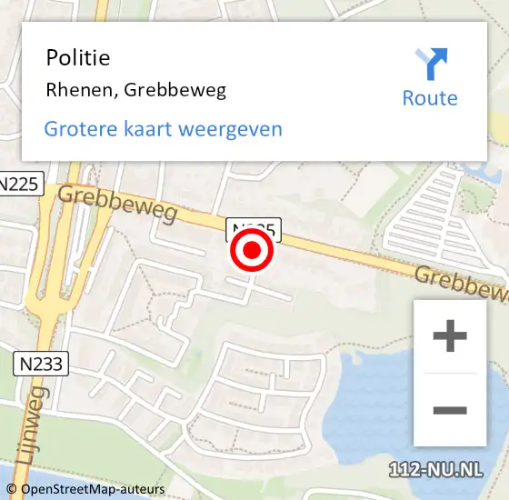 Locatie op kaart van de 112 melding: Politie Rhenen, Grebbeweg op 18 april 2024 13:52
