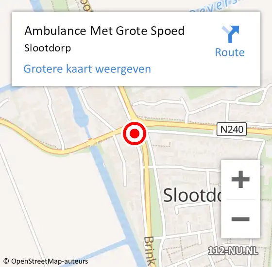 Locatie op kaart van de 112 melding: Ambulance Met Grote Spoed Naar Slootdorp op 18 april 2024 13:55