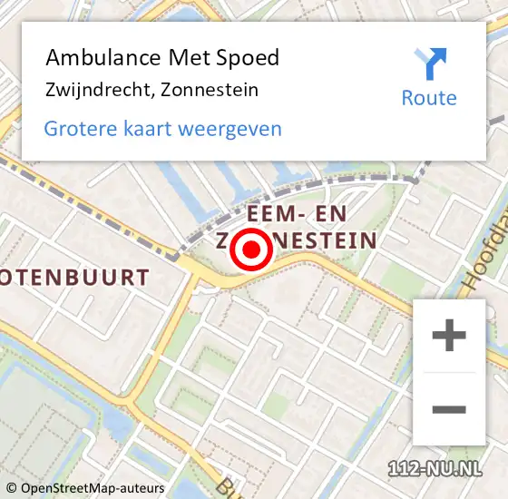 Locatie op kaart van de 112 melding: Ambulance Met Spoed Naar Zwijndrecht, Zonnestein op 18 april 2024 13:58