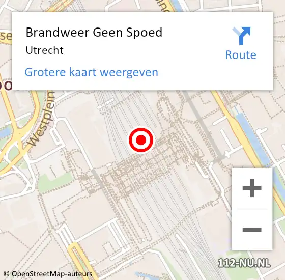 Locatie op kaart van de 112 melding: Brandweer Geen Spoed Naar Utrecht op 18 april 2024 13:59