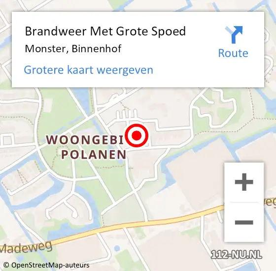 Locatie op kaart van de 112 melding: Brandweer Met Grote Spoed Naar Monster, Binnenhof op 18 april 2024 14:15