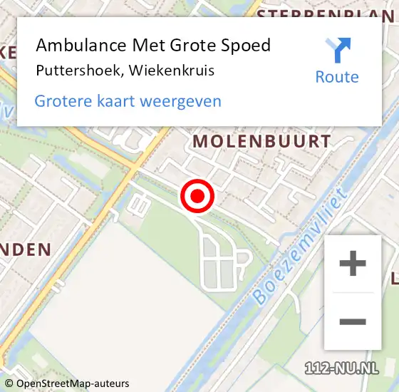Locatie op kaart van de 112 melding: Ambulance Met Grote Spoed Naar Puttershoek, Wiekenkruis op 18 april 2024 14:16