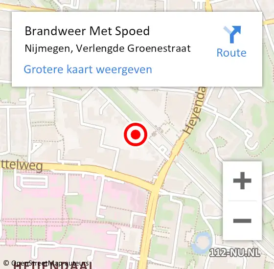 Locatie op kaart van de 112 melding: Brandweer Met Spoed Naar Nijmegen, Verlengde Groenestraat op 18 april 2024 14:22