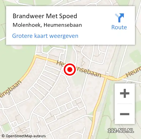 Locatie op kaart van de 112 melding: Brandweer Met Spoed Naar Molenhoek, Heumensebaan op 18 april 2024 14:24