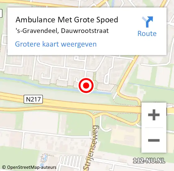 Locatie op kaart van de 112 melding: Ambulance Met Grote Spoed Naar 's-Gravendeel, Dauwrootstraat op 18 april 2024 14:27