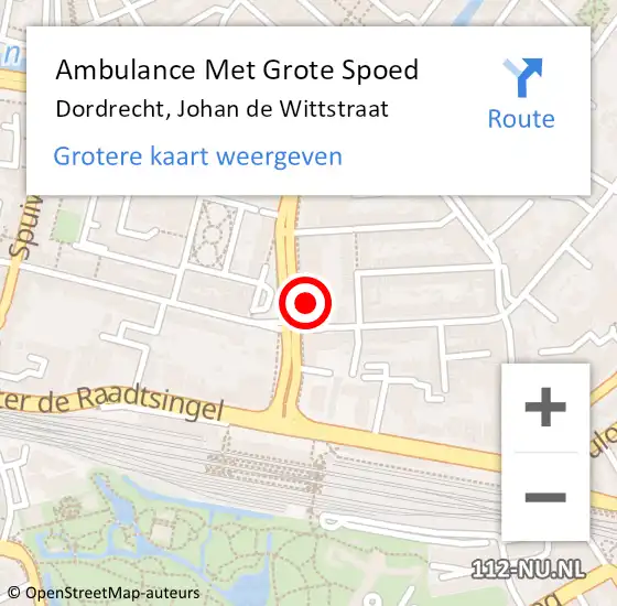 Locatie op kaart van de 112 melding: Ambulance Met Grote Spoed Naar Dordrecht, Johan de Wittstraat op 18 april 2024 14:28