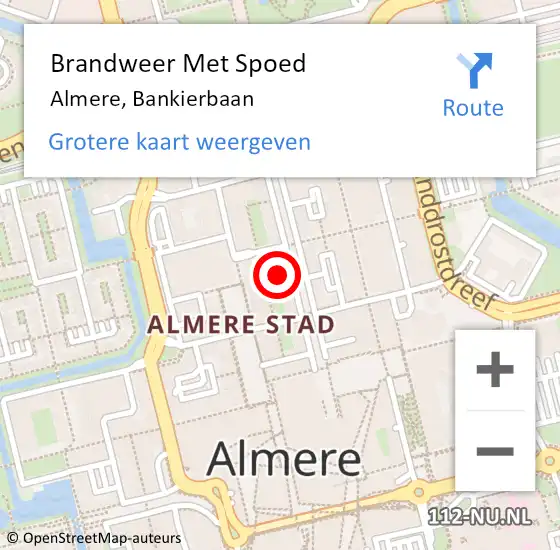 Locatie op kaart van de 112 melding: Brandweer Met Spoed Naar Almere, Bankierbaan op 18 april 2024 14:35