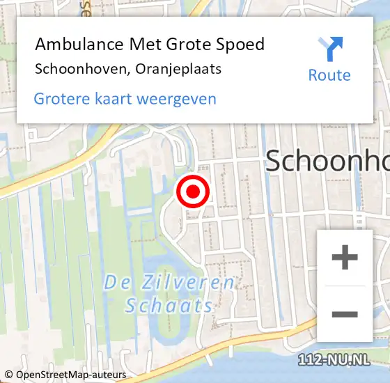 Locatie op kaart van de 112 melding: Ambulance Met Grote Spoed Naar Schoonhoven, Oranjeplaats op 18 april 2024 14:46
