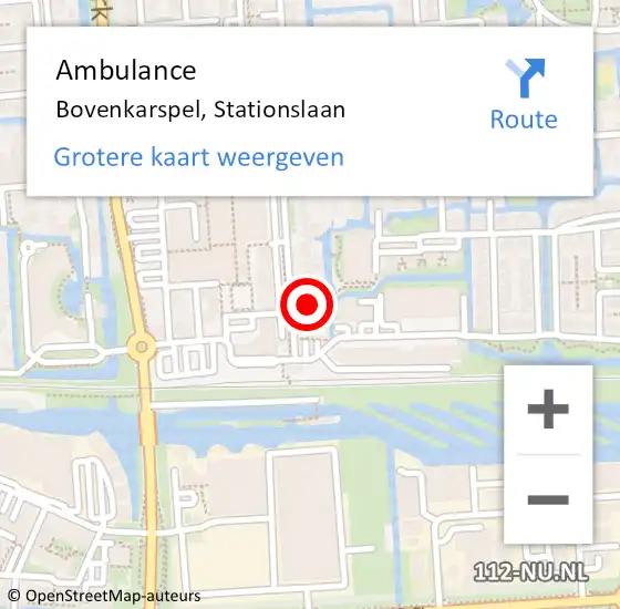 Locatie op kaart van de 112 melding: Ambulance Bovenkarspel, Stationslaan op 18 april 2024 14:53