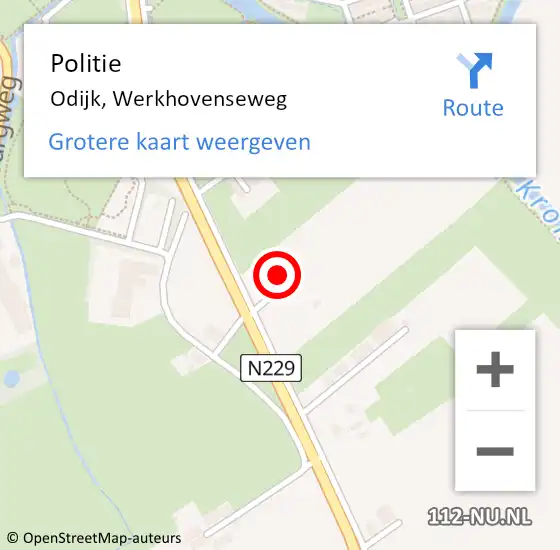 Locatie op kaart van de 112 melding: Politie Odijk, Werkhovenseweg op 18 april 2024 15:01