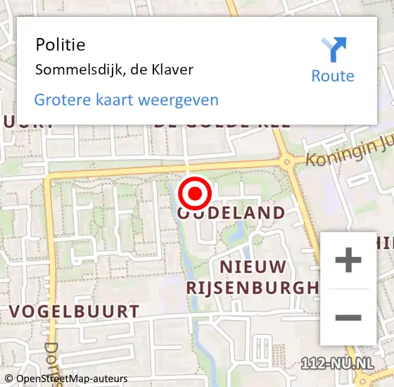Locatie op kaart van de 112 melding: Politie Sommelsdijk, de Klaver op 18 april 2024 15:22