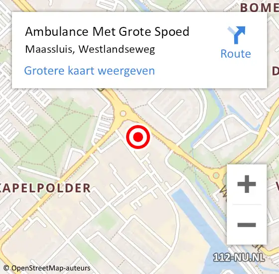 Locatie op kaart van de 112 melding: Ambulance Met Grote Spoed Naar Maassluis, Westlandseweg op 18 april 2024 15:24