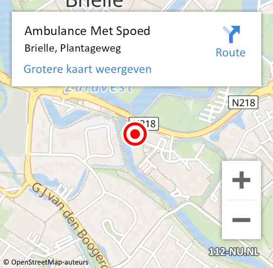Locatie op kaart van de 112 melding: Ambulance Met Spoed Naar Brielle, Plantageweg op 18 april 2024 15:26