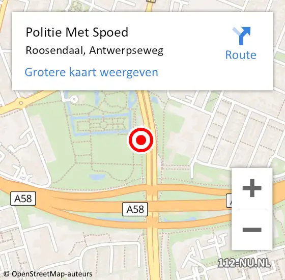 Locatie op kaart van de 112 melding: Politie Met Spoed Naar Roosendaal, Antwerpseweg op 18 april 2024 15:33