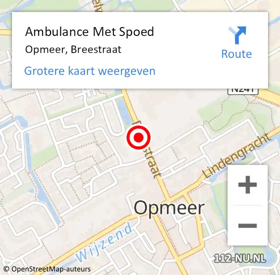 Locatie op kaart van de 112 melding: Ambulance Met Spoed Naar Opmeer, Breestraat op 18 april 2024 15:39