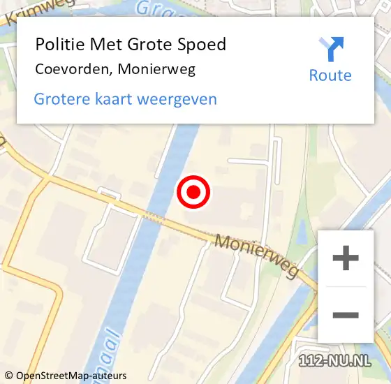Locatie op kaart van de 112 melding: Politie Met Grote Spoed Naar Coevorden, Monierweg op 18 april 2024 15:42