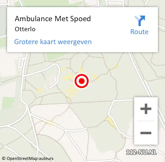 Locatie op kaart van de 112 melding: Ambulance Met Spoed Naar Otterlo op 18 april 2024 16:10