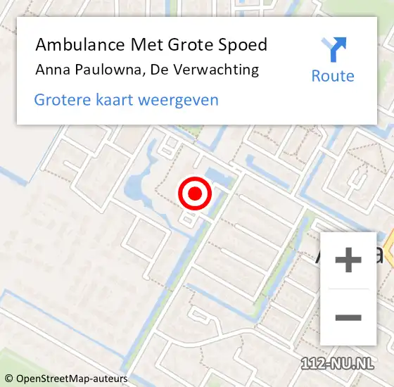 Locatie op kaart van de 112 melding: Ambulance Met Grote Spoed Naar Anna Paulowna, De Verwachting op 18 april 2024 16:12