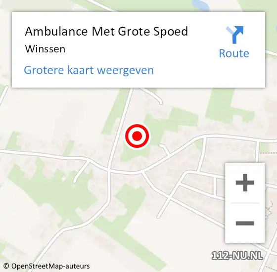 Locatie op kaart van de 112 melding: Ambulance Met Grote Spoed Naar Winssen op 18 april 2024 16:12