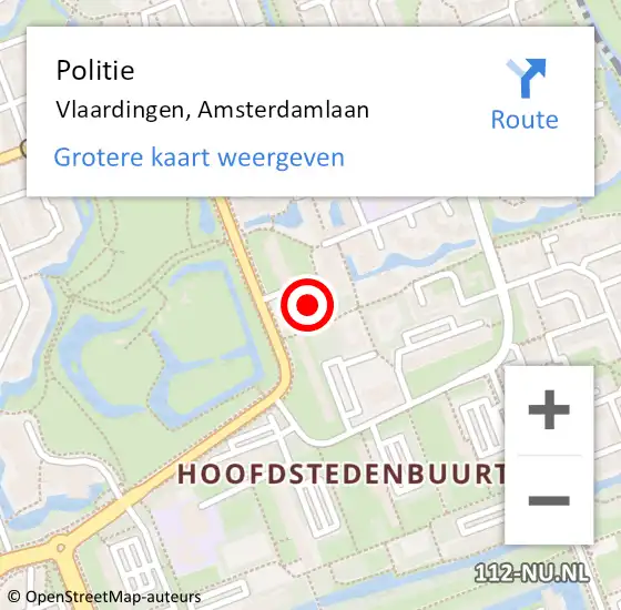 Locatie op kaart van de 112 melding: Politie Vlaardingen, Amsterdamlaan op 18 april 2024 16:16